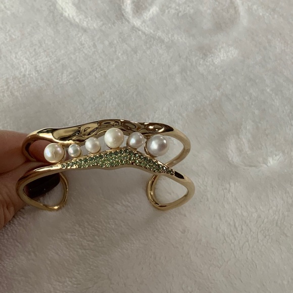 Carolee Pave Stone & Pearl Open Cuff Bracelet - Picture 2 of 13